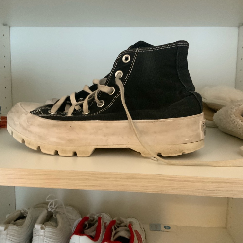 High top black chunky converse